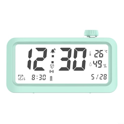 UTTASU Intelligenter lichtempfindlicher Wecker mit LCD-Display für Studenten, Temperatur- und Feuchtigkeitssensor, mehrere Alarme, Schlummerfunktion, einstellbare Helligkeit (grün) von UTTASU
