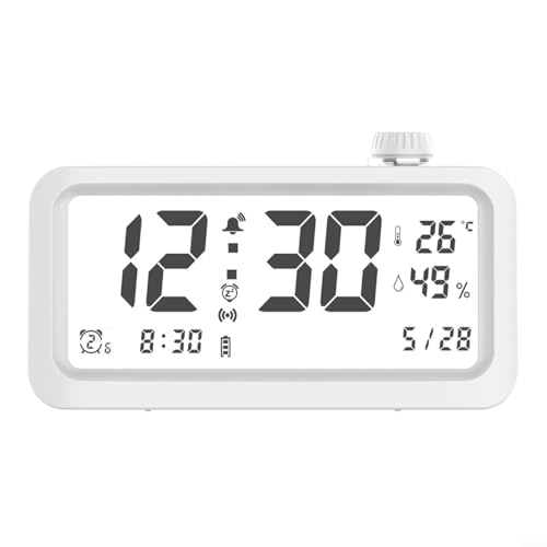 UTTASU Intelligenter lichtempfindlicher Wecker mit LCD-Display für Studenten, Temperatur- und Feuchtigkeitssensor, mehrere Alarme, Schlummerfunktion, einstellbare Helligkeit (weiß) von UTTASU