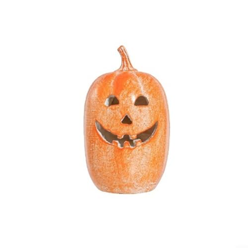 UTTASU Kunstharz-Kürbis-Ornament, Innendekoration mit hohlem Design für LED-Kerzen, orangefarbene Tischplatte, saisonale Heimdekoration, gemütliches Herbst-Halloween-Display, 1 Stück (12 cm) von UTTASU