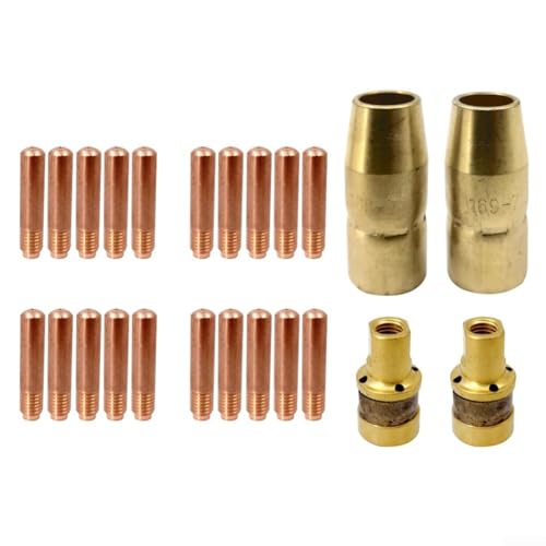 UTTASU MIG Schweisszubehör Set Für Millermatic M-100/150 Für Hobart H-9/10, 169-715 1/2 Zoll Gasdüse, 169-716 Diffusor, Kontaktspitzen 0,9 Mm, Kupfer Schweissdüsen, 24 Stück(000069) von UTTASU
