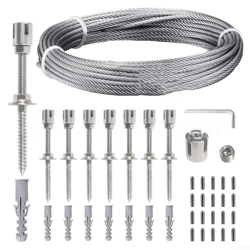 UTTASU Modernes Rankgitter-Set aus Edelstahl mit Drahtseil-System, DIY-Gartenpflanzentraining, Gitter-Design, Fächerform, Design T304, Marine Outdoor (12 m) von UTTASU
