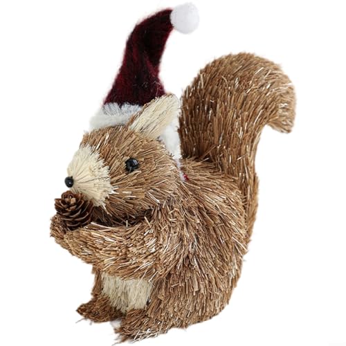 UTTASU Schaumstoff-Weihnachtselch-Plüschpuppe, skandinavischer Stil, Tischdekoration, Dekoration für Fenster oder Baumdekoration, graue Urlaubsfigur (Eichhörnchen) von UTTASU