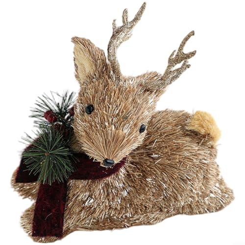 UTTASU Schaumstoff-Weihnachtselch-Plüschpuppe, skandinavischer Stil, Tischdekoration, Dekoration für Fenster oder Baumdekoration, graue Urlaubsfigur (sitzender Elch) von UTTASU