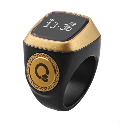 UTTASU Smart Für Zikr Ring Digitaler Gebetszähler Für IQibla, Mit Display Wasserdicht Vibration Erinnerung Für Muslime Tasbih Counter Ring 18Mm 20Mm(18mm Black) von UTTASU
