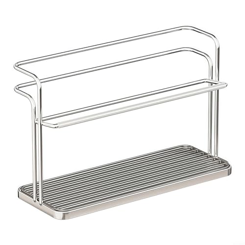 UTTASU Zweistöckiges Abtropfgestell für die Küche, mit Abtropfschale, Becherhalter aus Karbonstahl, Aufbewahrungslösung für Zuhause, Büro (C) von UTTASU