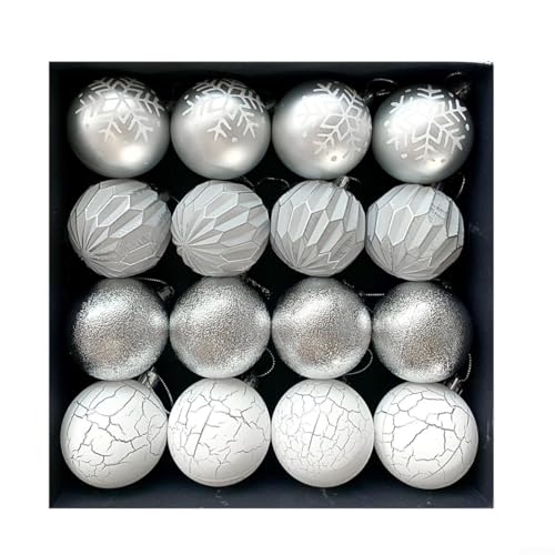 Verwandeln Sie Ihre Urlaubsdekoration mit diesem Set aus 16 lebendigen Weihnachtskugeln für Bäume (Silber) von UTTASU