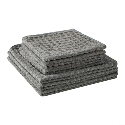 Waffelgewebe Mikrofaser Küchentuch mit weichem, saugfähigem Stoff für schnelles Trocknen und Fusselreinigungstuch, geeignet zum Geschirrtrocknen und Polieren (A) von UTTASU