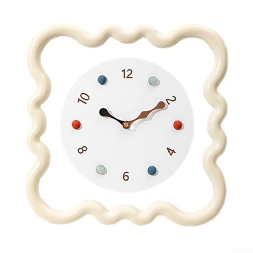Wandgemälde im cremefarbenen Stil mit Uhr und Wandlampe, geeignet für Wohnzimmer oder Esszimmer Wanddekoration (A) von UTTASU