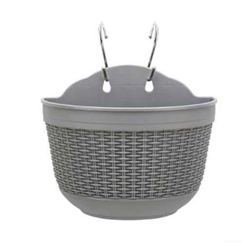 Wandmontiertes halbrundes Blumentopf-Set, 2-teilig, für moderne Heim- und Gartendekoration (grau) von UTTASU