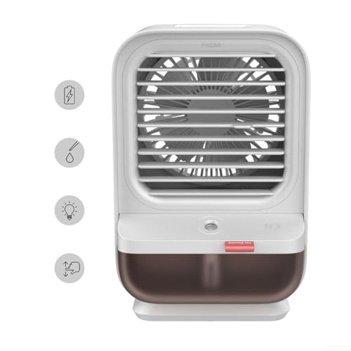 Wasserkühlender Desktop-Ventilator mit Sprüh-Luftbefeuchter-Funktion, USB-betrieben für Zuhause und Büro (weiß) von UTTASU