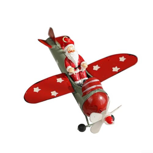 Weihnachtsbaumschmuck mit Retro-Flugzeug aus Eisen mit Weihnachtsmann-Design zum Aufhängen an Baum, Wänden oder Türen während der Weihnachtszeit (D) von UTTASU