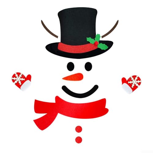 Weihnachtselch Filz Türaufkleber zum Dekorieren für Fenster und Türen, saisonale Filztuchdekoration für Wohnambiente (Schneemann-Stil) von UTTASU