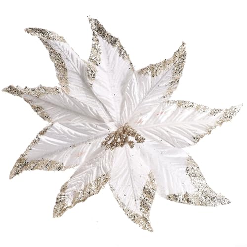 Weihnachtsstern mit Glitzer-Blume, hängende Dekoration, 25 cm, für Weihnachtsbaum, Party, Hochzeit, Garten und Zuhause (weiß) von UTTASU