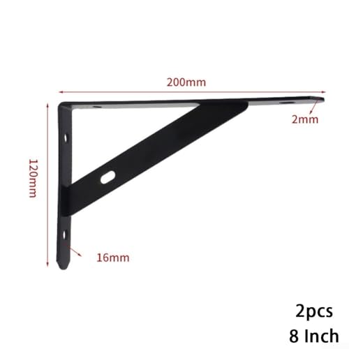 Zuverlässige Metall-Regalhalterungen für Küche und Wohnzimmer, L-förmiges Design für maximale Stabilität (schwarz, 20,3 cm) von UTTASU