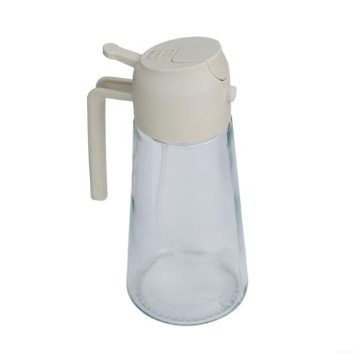 Zuverlässiger 2-in-1-Glas-Ölsprüher und -spender, 470 ml/600 ml für sichere und effiziente Ölnutzung beim Kochen (Beige 600 ml) von UTTASU