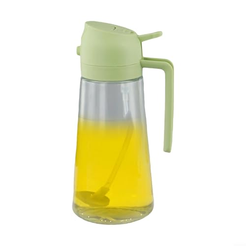 Zuverlässiger 2-in-1-Glas-Ölsprüher und -spender, 470 ml/600 ml für sichere und effiziente Ölnutzung beim Kochen (grün, 600 ml) von UTTASU
