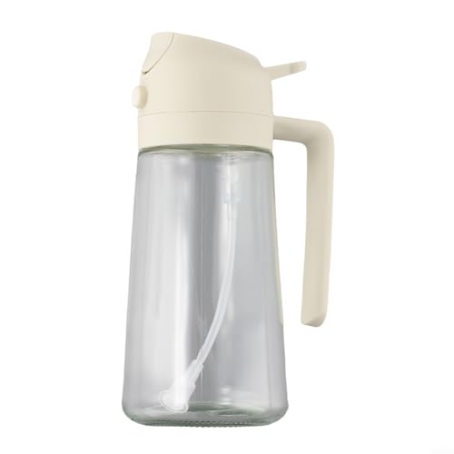Zuverlässiger 2-in-1-Glas-Ölsprüher und -spender, 470 ml/600 ml für sichere und effiziente Ölnutzung beim Kochen (weiß, 470 ml) von UTTASU