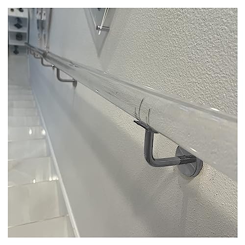 1 Stück anpassbare 2-20 Fuß rutschfeste transparente Treppenhandläufe aus Acryl for den Innenbereich – for den Einsatz zu Hause und im Freien(Silver Brackets,360cm) von UTTDP