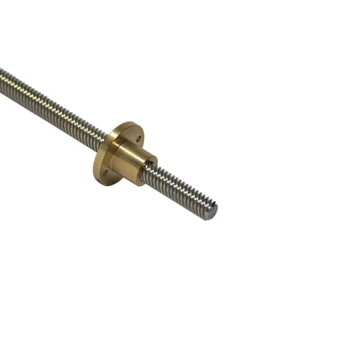 1 Stück hochpräzise 304 SS T10-Leitspindel mit Messingmutter for 3D-Drucker und Linearführungen – 2 mm Steigung, 10 mm Steigung(700mm with Nut) von UTTDP