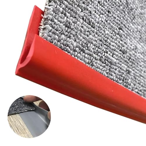 UTTDP Flexibler Übergangsstreifen for Schutz von Teppichkanten – anpassbare rutschfeste Bodenleiste for Türöffnungen (1–10 m) – langlebiges PVC for stark frequentierte Bereiche(Red,Length 1m(3.3ft)) von UTTDP