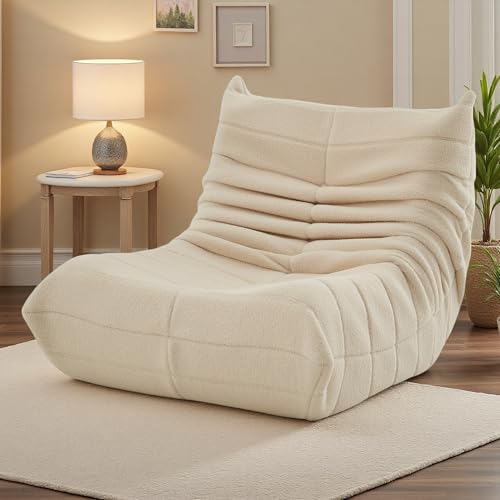 UTTQEW Sitzsack Sofa Bodensofa, Bodenstuhl mit Rückenlehne, Lesesessel Bequem, Lazy Sofa, Liegesessel, Bean Bag Chair für Schlafzimmer, Wohnzimmer, Sherpa, Beige, 105 x 86 x 75 cm UTTQEW Sitzsack Sofa Bodensofa, Bodenstuhl mit Rückenlehne, Lesesessel Bequem, Lazy Sofa, Liegesessel, Bean Bag Chair für Schlafzimmer, Wohnzimmer, Sherpa, Beige, 105 x 86 x 75 cm von UTTQEW