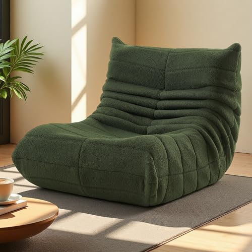 UTTQEW Sitzsack Sofa Bodensofa, Bodenstuhl mit Rückenlehne, Lesesessel Bequem, Lazy Sofa, Liegesessel, Bean Bag Chair für Schlafzimmer, Wohnzimmer, Sherpa, Grün, 105 x 86 x 75 cm von UTTQEW