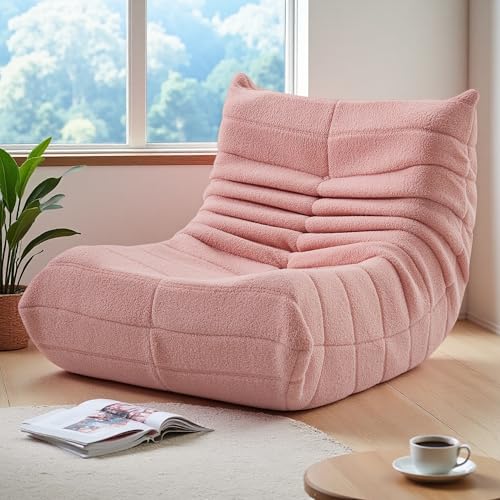 UTTQEW Sitzsack Sofa Bodensofa, Bodenstuhl mit Rückenlehne, Lesesessel Bequem, Lazy Sofa, Liegesessel, Bean Bag Chair für Schlafzimmer, Wohnzimmer, Sherpa, Rosa, 105 x 86 x 75 cm von UTTQEW