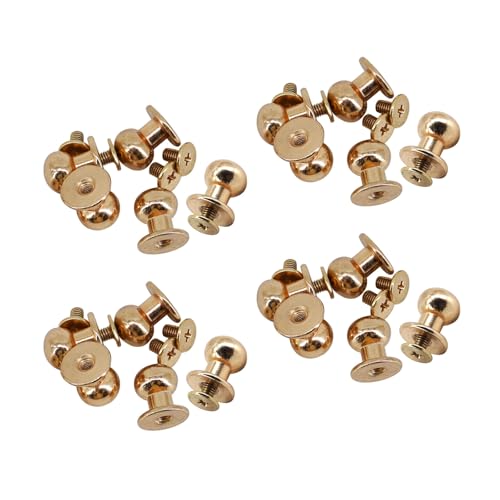 UTwaySteelPro 20 Stück Zinklegierung Leder Taschen Nieten Schnalle mit Schraube Rundkopf Ziehknöpfe für Schublade DIY Mönchkopf Mini Schrank Griffknäufe Gold von UTwaySteelPro