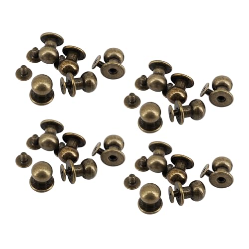 UTwaySteelPro 20 Stück Zinklegierung Leder Taschen Nieten Schnalle mit Schraube Rundkopf Ziehknöpfe für Schublade DIY Mönchkopf Mini Schrank Griffknäufe Kupfer von UTwaySteelPro