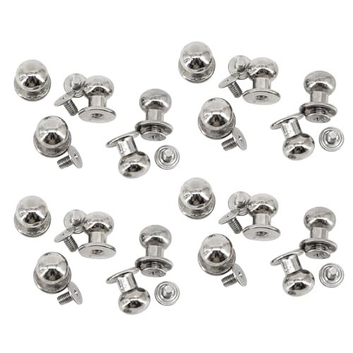 UTwaySteelPro 20 Stück Zinklegierung Leder Taschen Nieten Schnalle mit Schraube Rundkopf Ziehknöpfe für Schublade DIY Mönchkopf Mini Schrank Griffknäufe Silber von UTwaySteelPro