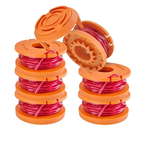 Rasentrimmer Faden WA0004.1 WA0010, 6 Stücke Trimmer Spule Ersatz Spool Linie und 1 Trimmer Spool Cap, 3m Länge ⌀1,65mm Nylon Ersatzfaden kompatibel mit 20V Rasentrimmer von UUBOXS