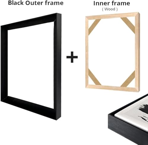 UUDEZO Moderner abstrakter Schwarz-Weiß-Kunstdruck auf Leinwand, große Bilder für elegante Schlafzimmer-Wanddekoration (60 x 120 cm/24 x 47 Zoll), mit schwarzem Rahmen von UUDEZO