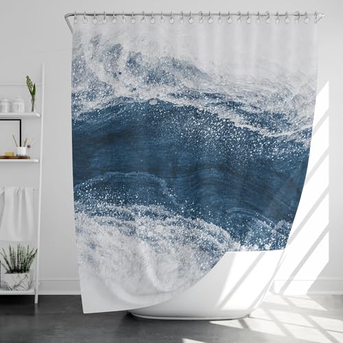 UUDIHO Blue Glaciers Duschvorhang-Einlagestoff mit 12 Haken, Blauer Duschvorhang für Badewanne, maschinenwaschbar, 165 x 165 cm (B x H) Badewannen Vorhang von UUDIHO