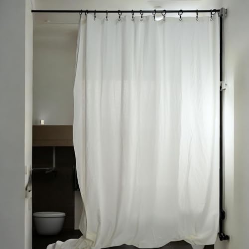 UUDIHO Extra Langer Duschvorhang, weicher elfenbeinfarbener Badezimmervorhang, strapazierfähiger Stoff, wasserdicht, Bauernhaus-Badezimmer, 80 x 120 cm (B x H), Duschvorhang von UUDIHO