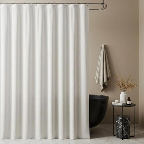 UUDIHO Extra breiter Duschvorhang aus Leinen, neutrale Moderne Badezimmervorhänge, natürliche Farben, Badevorhänge, Dekor, 182 x 214 cm (B x H), Duschvorhang von UUDIHO