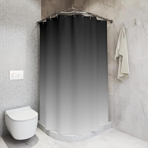 UUDIHO Schwarzer Duschvorhangstoff | Grau-weißer Ombre-Badvorhang, weich, für Hotels, modernes Zuhause, einfacher Badvorhang, 135 x 190 cm (B x H), Duschvorhang von UUDIHO