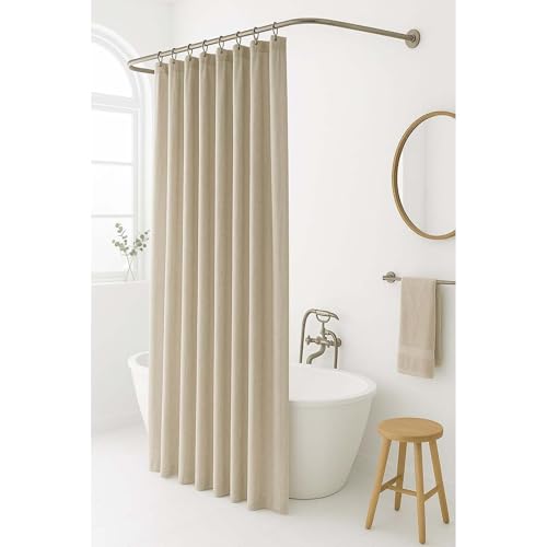 UUDIHO Wasserdichter, waschbarer Duschvorhang aus Leinen für Badezimmer, Badezimmervorhang, Duschvorhänge mit Schlaufendekor, 120 x 220 cm (B x H) Duschvorhang von UUDIHO