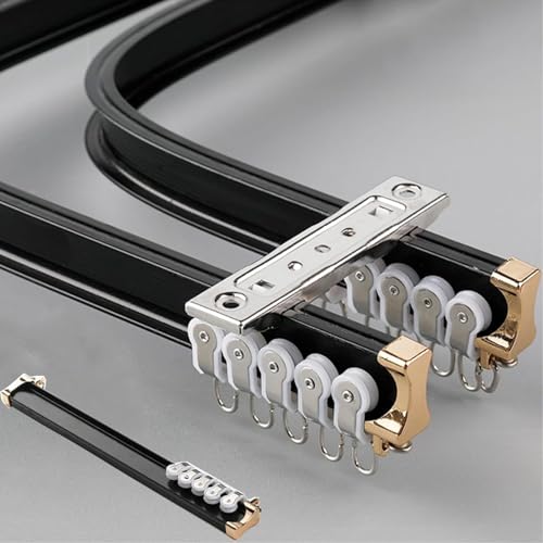 6m Flexible Gardinenschiene 2-läufig Aluminium, Für Gerade oder Erkerfenster, Biegbar Vorhangschiene Deckenmontage Schwarz 6m Flexible Gardinenschiene 2-läufig Aluminium, Für Gerade oder Erkerfenster, Biegbar Vorhangschiene Deckenmontage Schwarz von UUDQCD