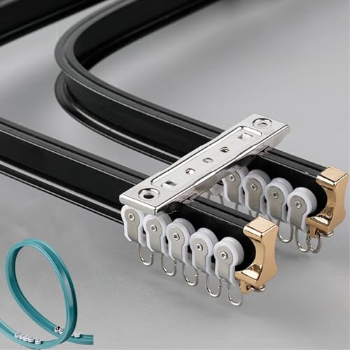 Flexible Vorhangschiene 2 läufig Aluminium, Für Gerade oder Erkerfenster, Schwarz Biegbar Gardinenschiene Deckenmontage 6.7m Flexible Vorhangschiene 2 läufig Aluminium, Für Gerade oder Erkerfenster, Schwarz Biegbar Gardinenschiene Deckenmontage 6.7m von UUDQCD