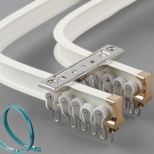 Flexible Vorhangschiene 2 läufig Aluminium, Für Gerade oder Erkerfenster, Weiß Biegbar Gardinenschiene Deckenmontage 4.0m Flexible Vorhangschiene 2 läufig Aluminium, Für Gerade oder Erkerfenster, Weiß Biegbar Gardinenschiene Deckenmontage 4.0m von UUDQCD