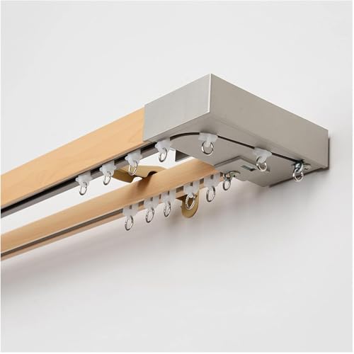 Gardinenschiene 2 Läufig, Vorhangschiene Wandmontage 3.0m, Vorhangstange Holz Gelb Nachahmung, Gardinenstange Doppelläufig Aluminium Gardinenschiene 2 Läufig, Vorhangschiene Wandmontage 3.0m, Vorhangstange Holz Gelb Nachahmung, Gardinenstange Doppelläufig Aluminium von UUDQCD