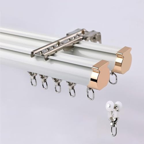 Gardinenschiene 2-läufig Wandmontage, Gardinenstange Weiß 2.4m, Für Raumteiler Wohnzimmer, Vorhangschiene Aluminium Gardinenschiene 2-läufig Wandmontage, Gardinenstange Weiß 2.4m, Für Raumteiler Wohnzimmer, Vorhangschiene Aluminium von UUDQCD
