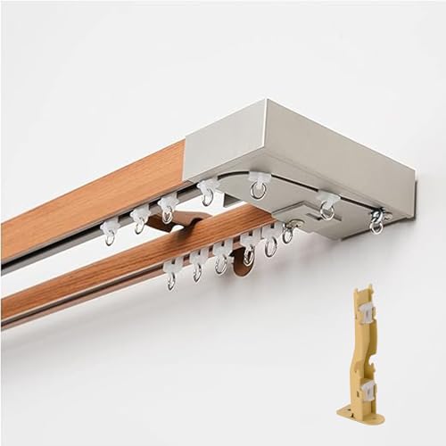 Vorhangschiene 2 Läufig 1.1m, Gardinenschiene Wandmontage Orange, Gardinenstange Holz Nachahmung, Vorhangstange Doppelläufig Aluminium Vorhangschiene 2 Läufig 1.1m, Gardinenschiene Wandmontage Orange, Gardinenstange Holz Nachahmung, Vorhangstange Doppelläufig Aluminium von UUDQCD