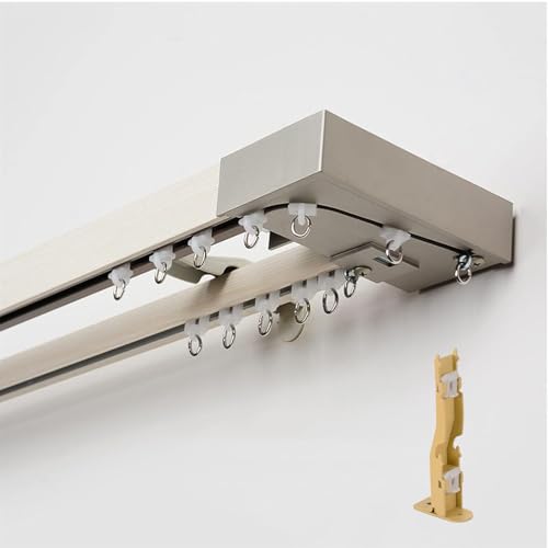 Vorhangschiene 2 Läufig 1.2m, Gardinenschiene Wandmontage Weiß, Gardinenstange Holz Nachahmung, Vorhangstange Doppelläufig Aluminium Vorhangschiene 2 Läufig 1.2m, Gardinenschiene Wandmontage Weiß, Gardinenstange Holz Nachahmung, Vorhangstange Doppelläufig Aluminium von UUDQCD