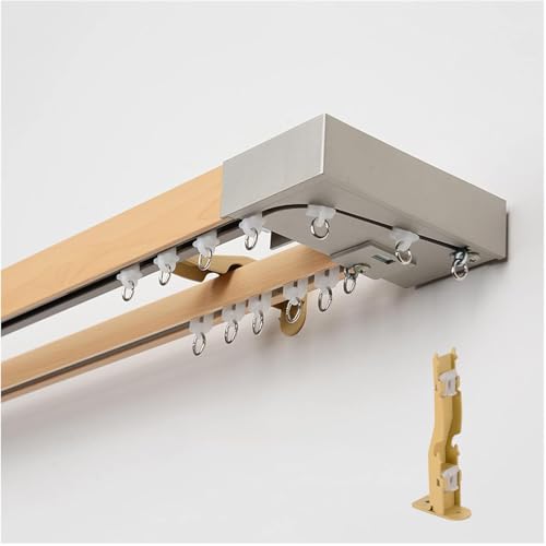 Vorhangschiene 2 Läufig 3.0m, Gardinenschiene Wandmontage Gelb, Gardinenstange Holz Nachahmung, Vorhangstange Doppelläufig Aluminium Vorhangschiene 2 Läufig 3.0m, Gardinenschiene Wandmontage Gelb, Gardinenstange Holz Nachahmung, Vorhangstange Doppelläufig Aluminium von UUDQCD