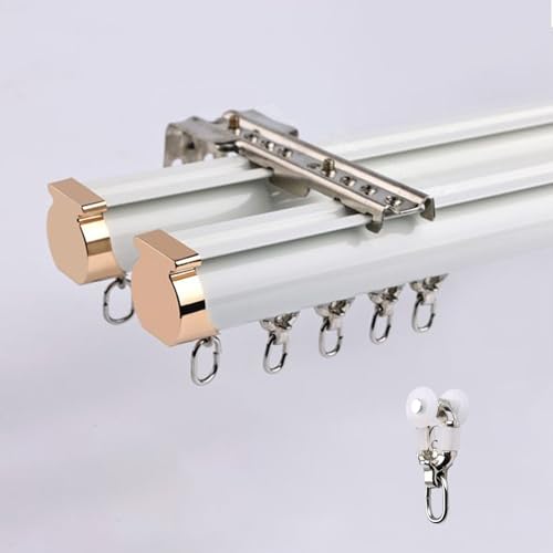 Vorhangschiene 2 läufig Wandmontage, Gardinenschiene 200cm Aluminium, Gardinenstange Weiß Für Raumteiler Vorhangschiene 2 läufig Wandmontage, Gardinenschiene 200cm Aluminium, Gardinenstange Weiß Für Raumteiler von UUDQCD
