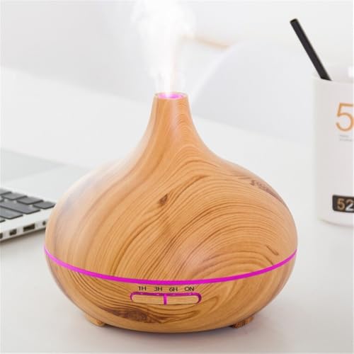 UUE Aroma Diffuser, 500ml Aroma Diffuser für ätherische öle, Ultraschall Diffuser Luftbefeuchter mit 7 farbigem LED Licht, Diffusor Zeiteinstellung von 1-6H möglich für Schlafzimmer, Büro, Yoga, Spa von UUE