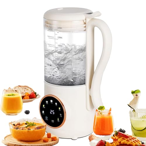 UUE Automatische Pflanzenmilchbereiter, 1,4L Sojamilch & Nussmilch Maschine mit 9 Funktionen + LED-Touchscreen & Zeitschaltuhr,16 Klingen, BPA-frei, Hafermilch Maschinefür Nüsse, Getreide, Sojabohnen von UUE