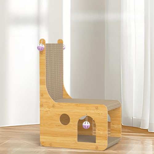 UUE Kratzbrett Katze, 2 in1 Haustierbett, L-förmiges Kratzpappe für Katzen, Wellpappe Katzenkratzbrett mit 4 Klingelball, 100% Formaldehydfrei, Groß, für Sofaschutz, Wände, Glas, 40 * 23 * 66cm UUE Kratzbrett Katze, 2 in1 Haustierbett, L-förmiges Kratzpappe für Katzen, Wellpappe Katzenkratzbrett mit 4 Klingelball, 100% Formaldehydfrei, Groß, für Sofaschutz, Wände, Glas, 40 * 23 * 66cm von UUE