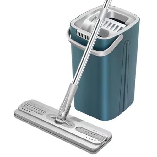 UUE Wischmopp Set mit Eimer,Bodenwischer Set mit Eimer, 2 in 1 Komplett Set Wischmop mit Auswringfunktion, 125cm Edelstahlgriff Bodenwischer für Alle Bodentypen Bodenreinigung (Malachitgrün) von UUE